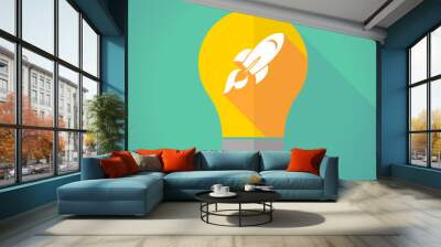 long shadow light bulb with a rocket Wall mural