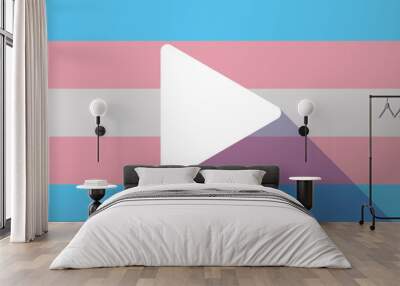 Long shadow transgender flag with a play sign Wall mural