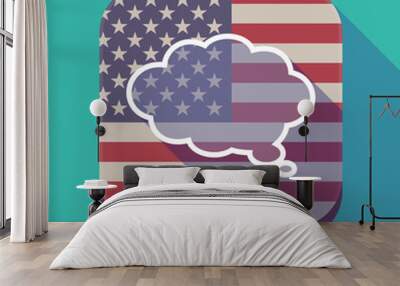 Long shadow USA app button with a comic cloud balloon Wall mural