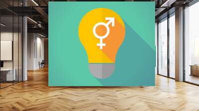 Long shadow vector light bulb with a transgender symbol Wall mural