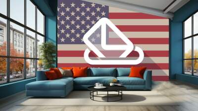 Long shadow vector USA flag icon with  a ballot box Wall mural