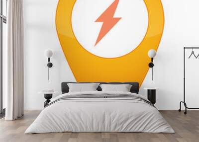 Map mark with a lightning icon Wall mural