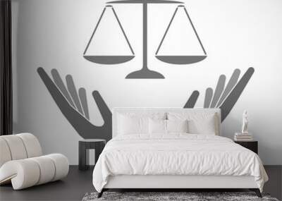 Two hands offering a justice weight scale sign Wall mural