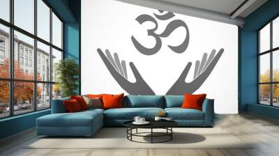 Two hands offering an om sign Wall mural