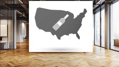 USA map icon with a bottle of wine Wall mural