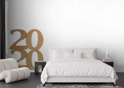 2020 new year greeting card. 2020 wooden numbers, isolated on white background. Wall mural