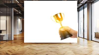 Gold trophy Isolated on white background. Wall mural