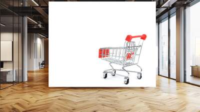 Supermarket cart isolated on white background. Wall mural