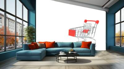 Supermarket cart isolated on white background. Wall mural