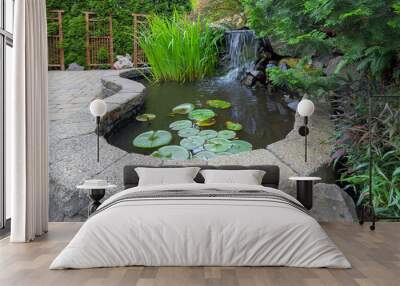 Garden Backyard Pond with Waterfall Wall mural