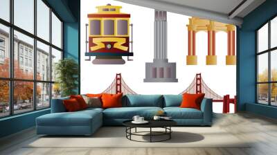 San Francisco Landmarks Illustration Wall mural