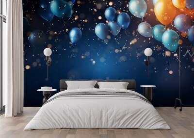 A background with balloons, celebrating, with copy space, suitable for banner Wall mural