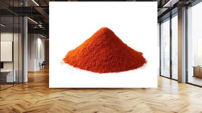 A mound of bright red chili powder isolated on a black background. Wall mural