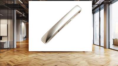 Silver Tie Clip Isolated on White Background Wall mural