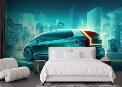 concept of an electric car. generative ai Wall mural