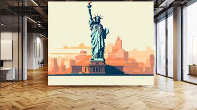 creative illustration of the statue of liberty in new york in usa. Generative AI Wall mural