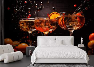 tasty cocktails isolated on dark background. party concept Wall mural