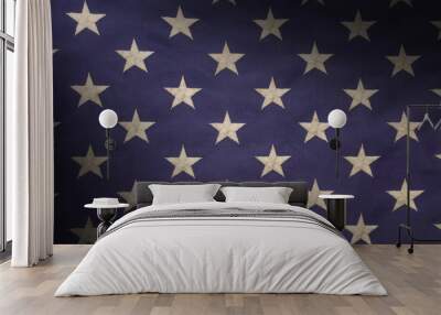 Stars in a field of blue on an American flag lit diagonally Wall mural