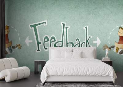 concept of feedback, illustration of two businessman Wall mural