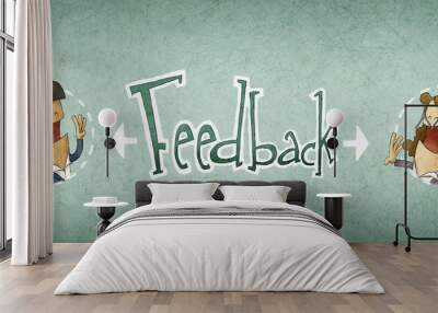 concept of feedback, illustration of two businessman Wall mural