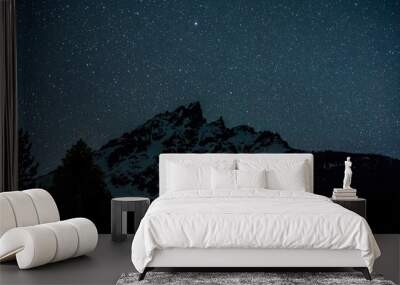 Astrophotography over Grand Teton Range Wall mural