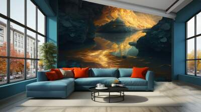 blaues gold unterwasser mine 2 Wall mural