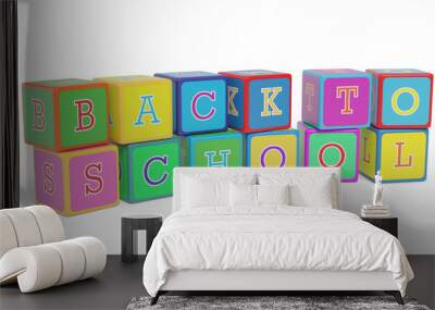 Back to school. Cubes with letters isolated on white background. 3d illustration. Wall mural