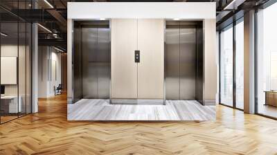 modern silver elevator in a luxury building Wall mural