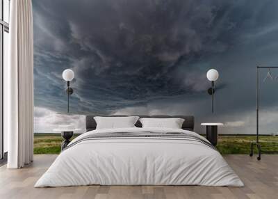 Dark storm clouds from supercell thunderstorm Wall mural