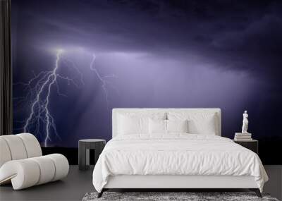 Lightning bolt in a storm Wall mural