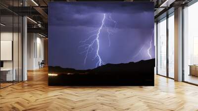 lightning bolt strike in a storm Wall mural