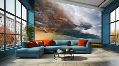 storm clouds over a field Wall mural