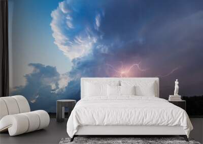 Thunderstorm cumulonimbus cloud with lightning Wall mural