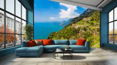 Beautiful views from path of the gods, Amalfi coast, Campagnia region, Italy Wall mural