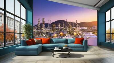 Aerial view of refinery plant,Industry Petrochemical at twilight Wall mural