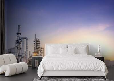 Panorama view at the Oil refinery located in a large industrial area. Wall mural