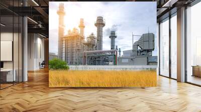 Power plant zone generating electricity at sunset- images Wall mural