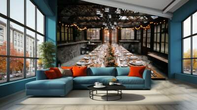 Restaurant table set for fancy dinner Wall mural