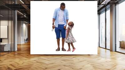 Cheerful African American father and daughter Wall mural