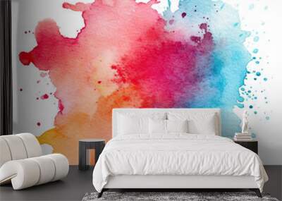 Abstract multicolored watercolor on transparent background.The color splashing in the paper. Ai generative. Wall mural