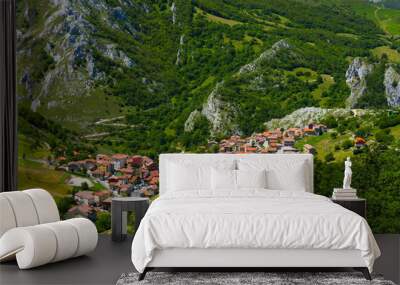 Sotres village, Picos de Europa National Park, Asturias, Spain, Europe Wall mural