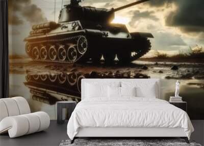 tank in the sunset  Wall mural