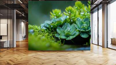 Close-up of succulent plants with water droplets Wall mural