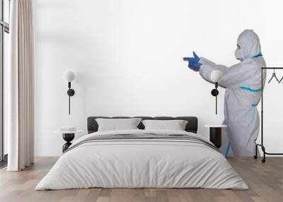 doctor with coronavirus protection equipment on a white background Wall mural