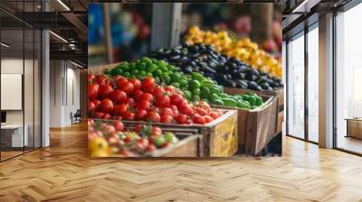 Fresh Vegetables at a Local Farmers Market Wall mural