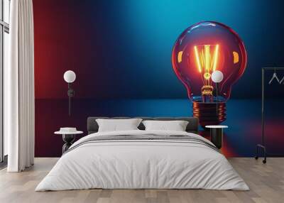 Minimalist glowing light bulb against a colorful background Wall mural