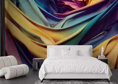 Spectacular classy background of a silky smooth fabric with a pattern of multicolor texture. Beautiful works of realistic abstract art. Digital art 3D illustration. Wall mural