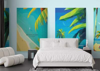 Summer beach banner and posters background at beach club Wall mural