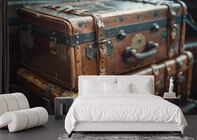 Vintage Leather Suitcases Wall mural