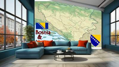 bosnia herzegovina map flag emblem Wall mural